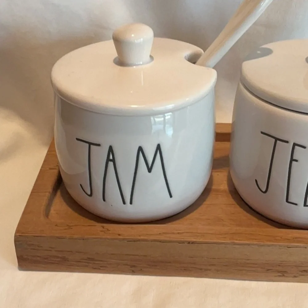 EUC - Rae Dunn Jam & Jelly Jar Set